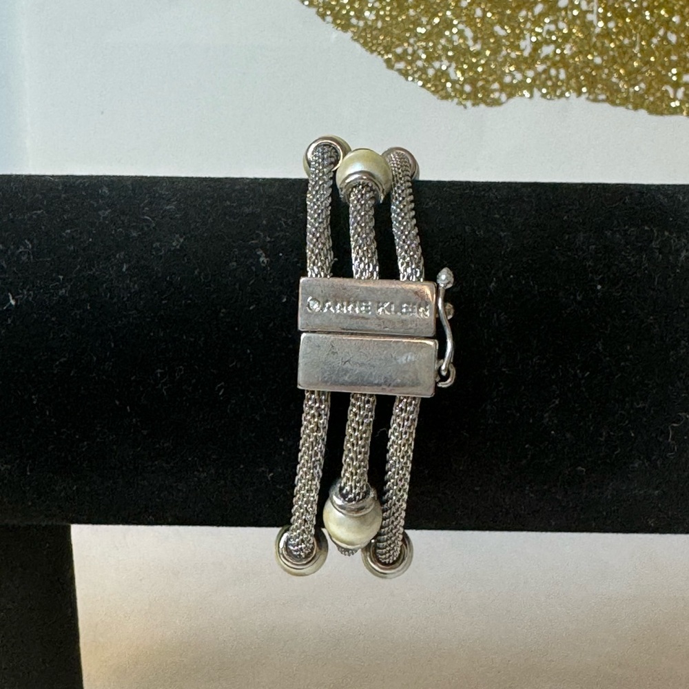 Anne Klein Silver and Gold Mesh Bracelet